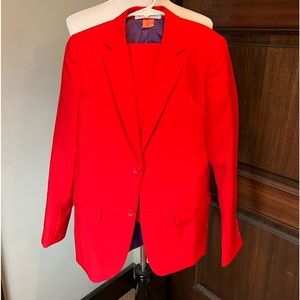 Teen boy size 12 OPPO Suit. Red with purple lining.